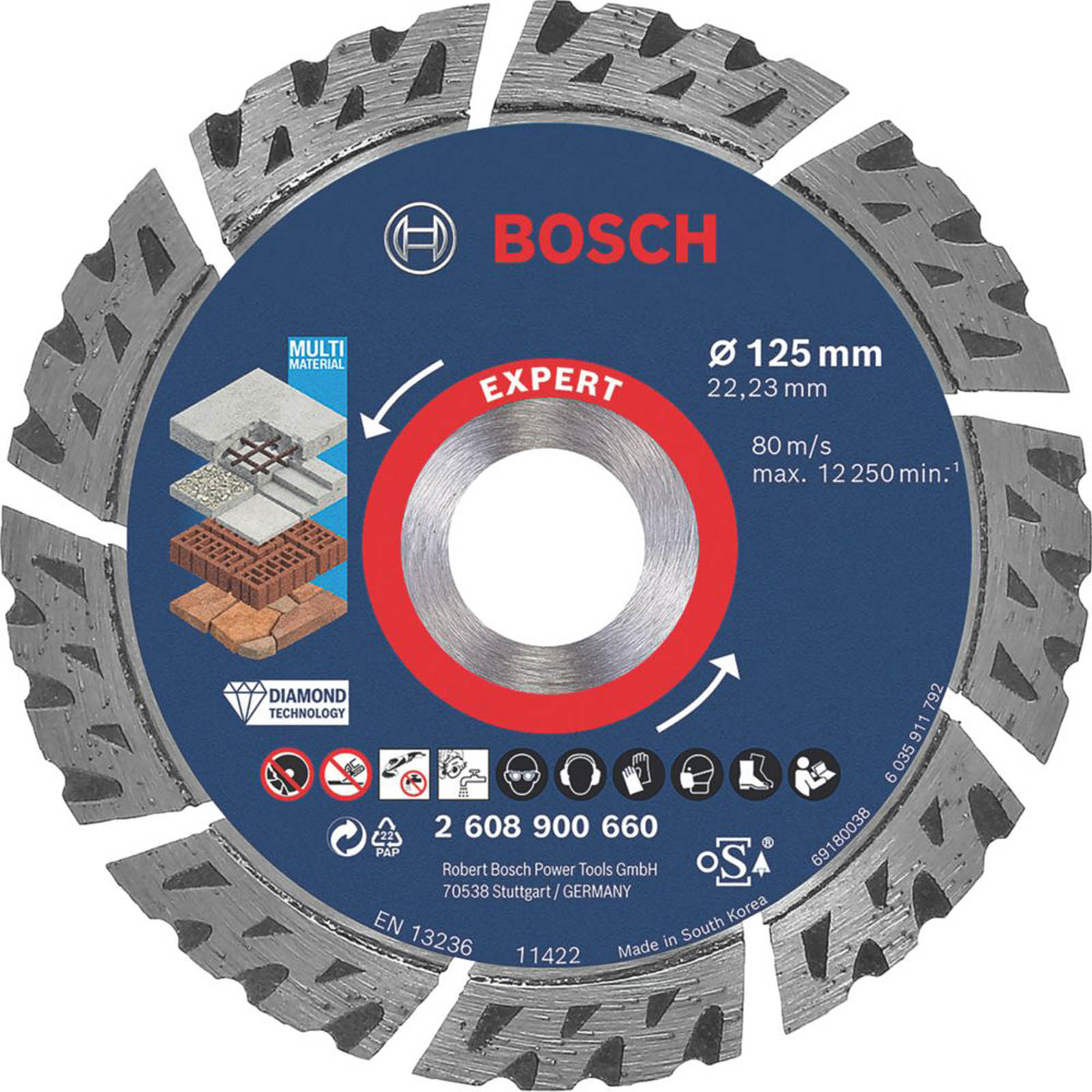 Bosch Diamond Cutting Disc Angle Grinder Masonry Stone Concrete 125 x 22.23mm - Image 1