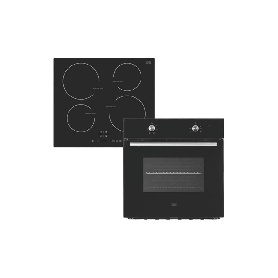 Cooke And Lewis Fan Oven Induction Hob Set Integrated Black 4 Zone Built In 60cm - Image 1