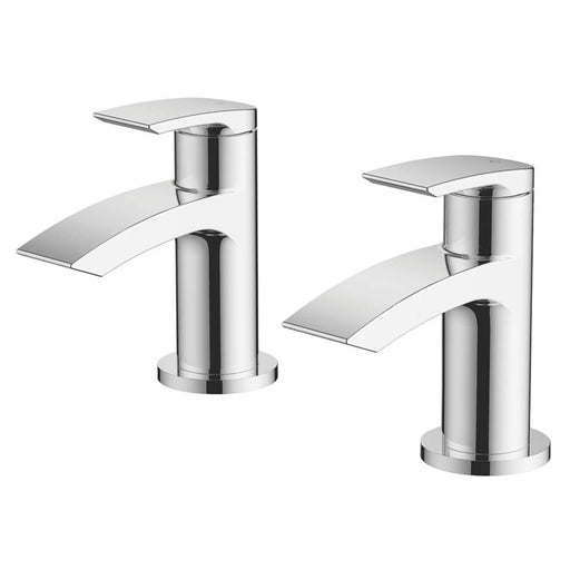 Bath Pillar Taps Pair Chrome Lever Handle 1/4 Turn Ceramic Disc Bathroom - Image 1