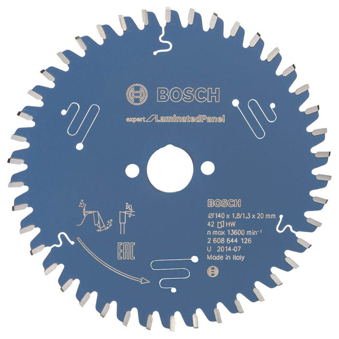 Bosch Circular Saw Blade Expert Laminate Panel Wood Cutting Disc 140x20mm 42T - Image 1