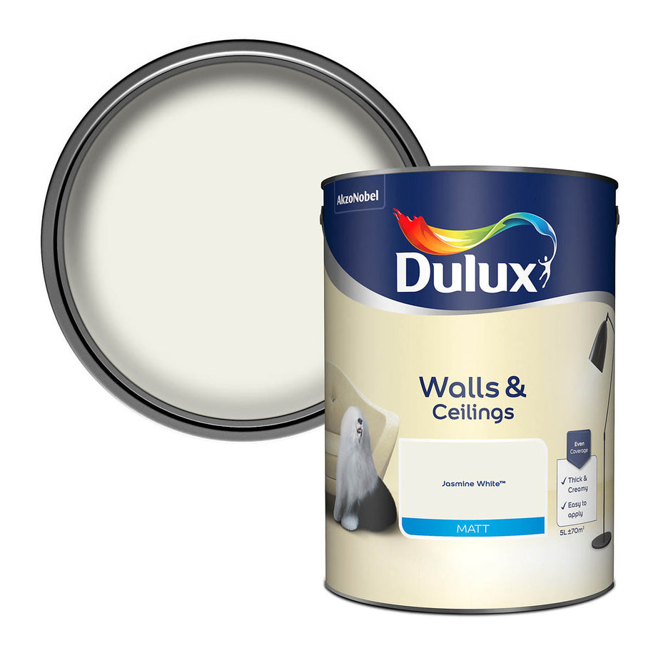 Dulux Emulsion Paint 5L Jasmine White Matt Wall Ceiling Water Based Indoor - Image 1