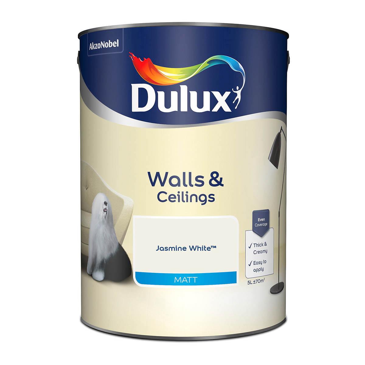 Dulux Emulsion Paint 5L Jasmine White Matt Wall Ceiling Water Based Indoor - Image 4