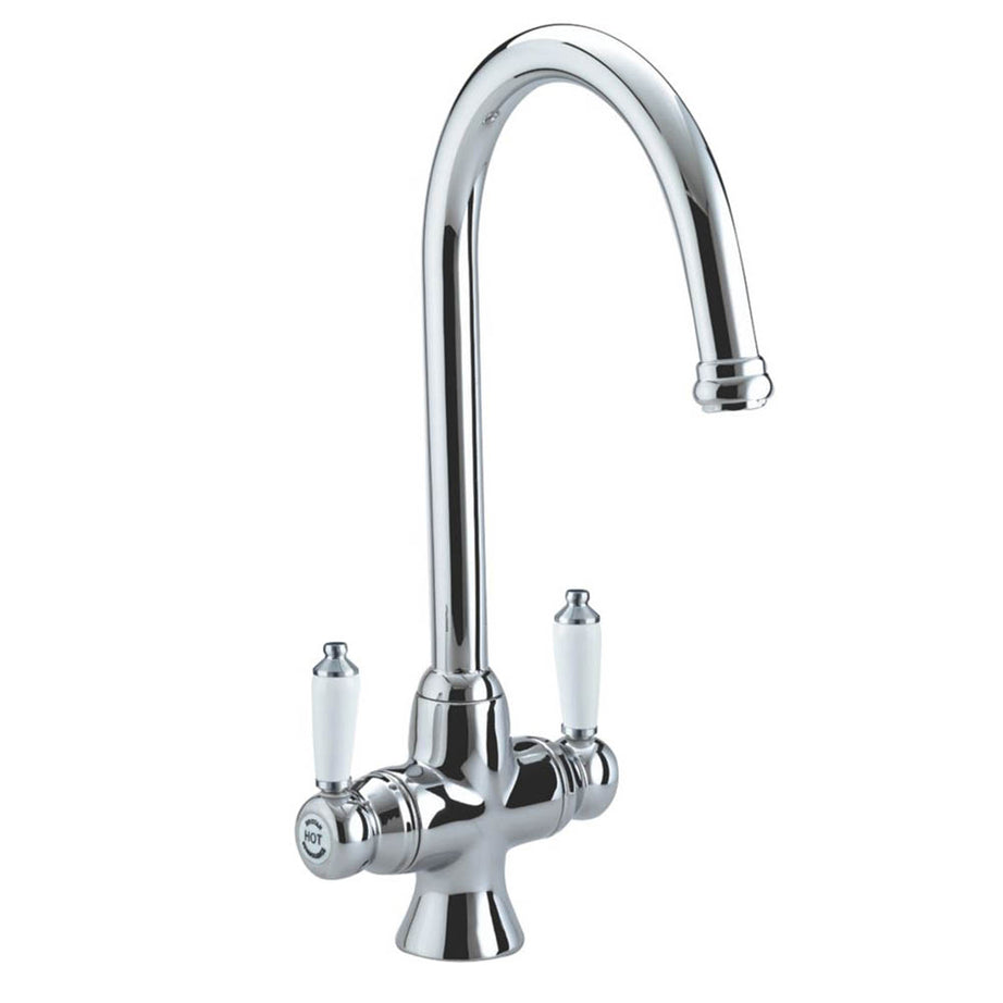 Bristan Kitchen Sink Mono Mixer Tap Dual Lever Swivel Spout Chrome Traditional - Image 1