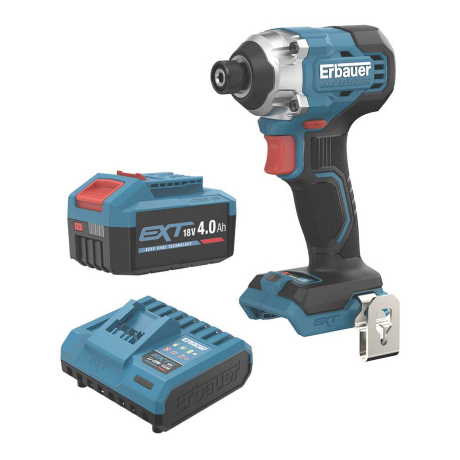Erbauer ERI1093IPD 18V 1 x 4.0Ah Li-Ion EXT Brushless Cordless Impact Driver - Image 1