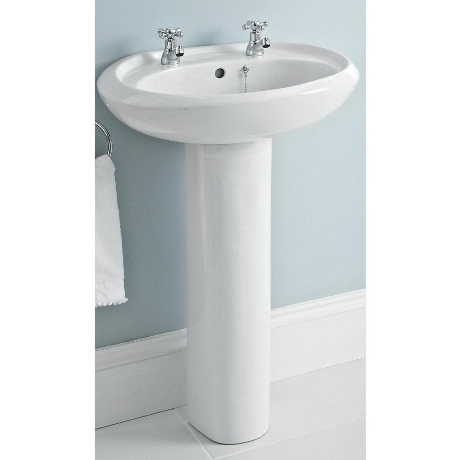 Swirl Bathroom Basin Pillar Taps Chrome 82mm Cross Head Full Turn Operation Pair - Image 2