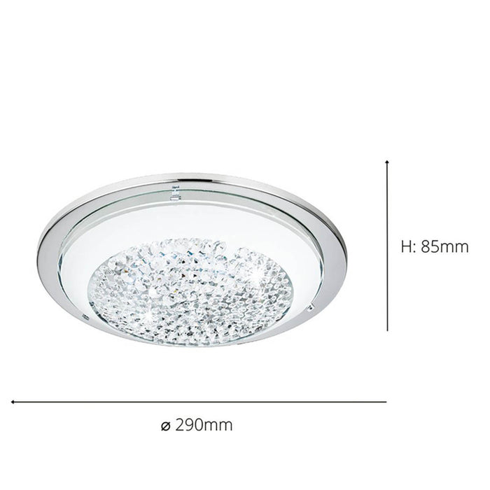 Eglo Ceiling Light LED Warm White Steel Glass Crystal Chrome White Round Modern - Image 3