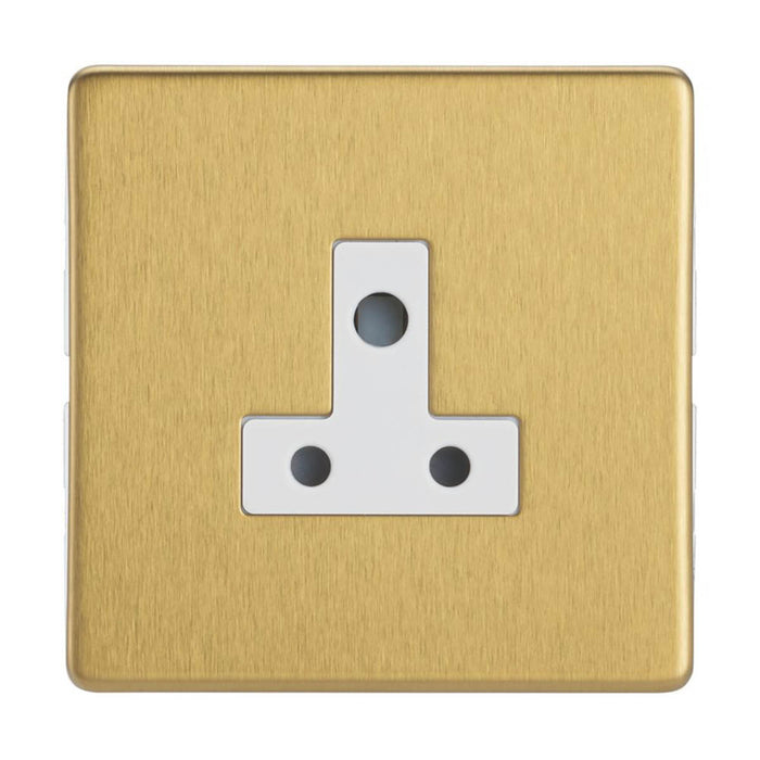 Contactum Lyric 5A 1-Gang Unswitched Round Pin Socket Brushed Brass with White Inserts - Image 2