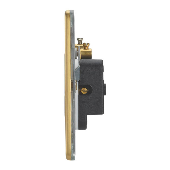 Contactum Lyric 5A 1-Gang Unswitched Round Pin Socket Brushed Brass with White Inserts - Image 3