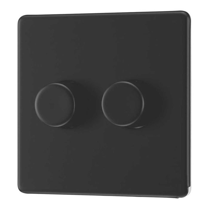 LED Dimmer Wall Switch 2-Gang 2-Way Matt Black with Colour-Matched Inserts - Image 6