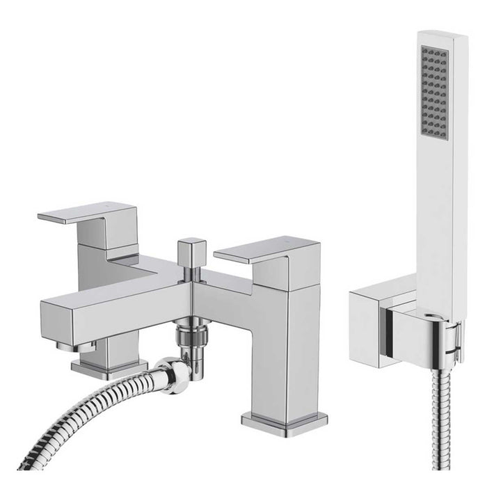 Swirl Bath Shower Mixer Square Brass Chrome Plated Deck Mounted Contemporary - Image 5