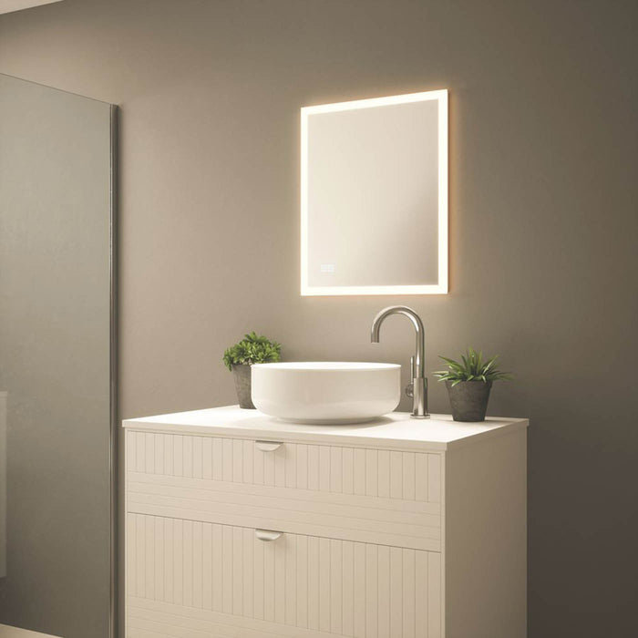 LED Bathroom Mirror Dimmable Rectangular Touch Control Built-In Demister 50x60cm - Image 3