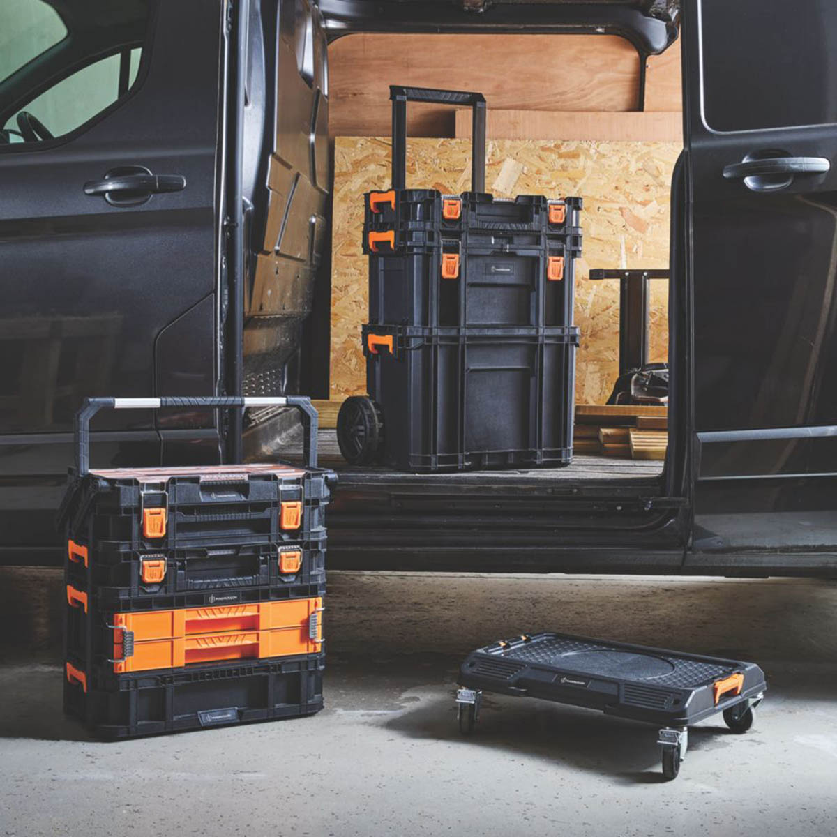 Magnusson Tool Box System Stakkur Storage Stackable Cart Wheel Trolley Set Of 3 - Image 6