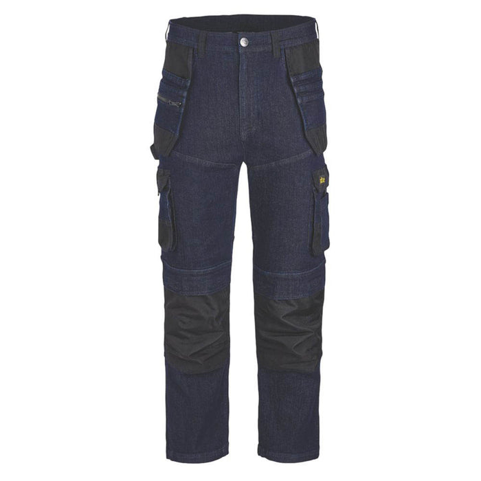 Site Work Jeans Trousers Mens Indigo Denim Regular Fit Multi Pockets 40"W 32"L - Image 2