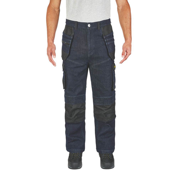 Site Work Jeans Trousers Mens Indigo Denim Regular Fit Multi Pockets 40"W 32"L - Image 3