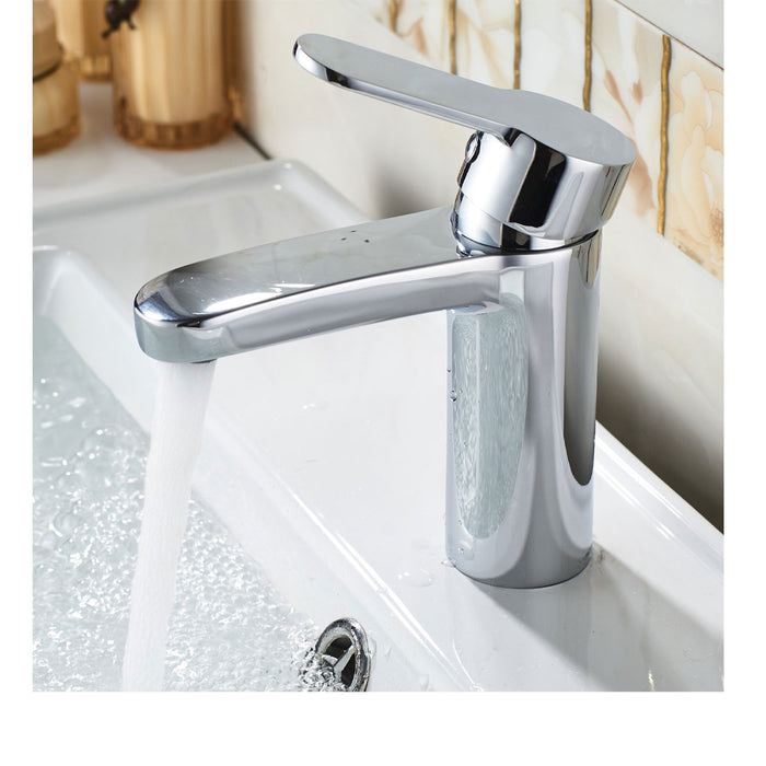 Basin Mono Mixer Tap Lecci 1 Lever Brass Chrome-plated Contemporary Bathroom - Image 3