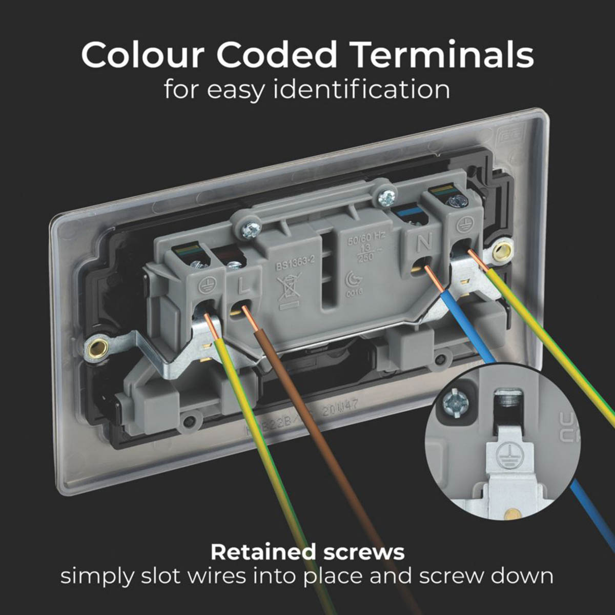 British General Wall Plug Socket 13A 2-Gang DP Switched Antique Brass Pack Of 5 - Image 6