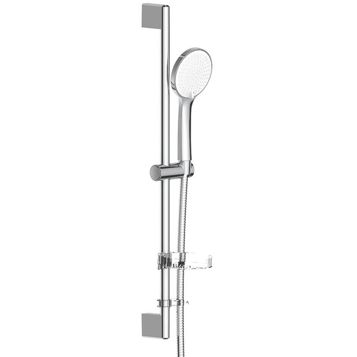 Swirl Riser Rail Set 3 Spray Patterns Stainless Steel ABS Chrome Round Modern - Image 1