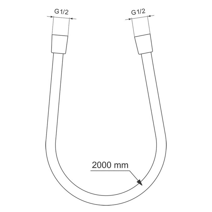 Ideal Standard Shower Hose Chrome Plastic Non Twist Smooth 1/2" x 2000mm - Image 2