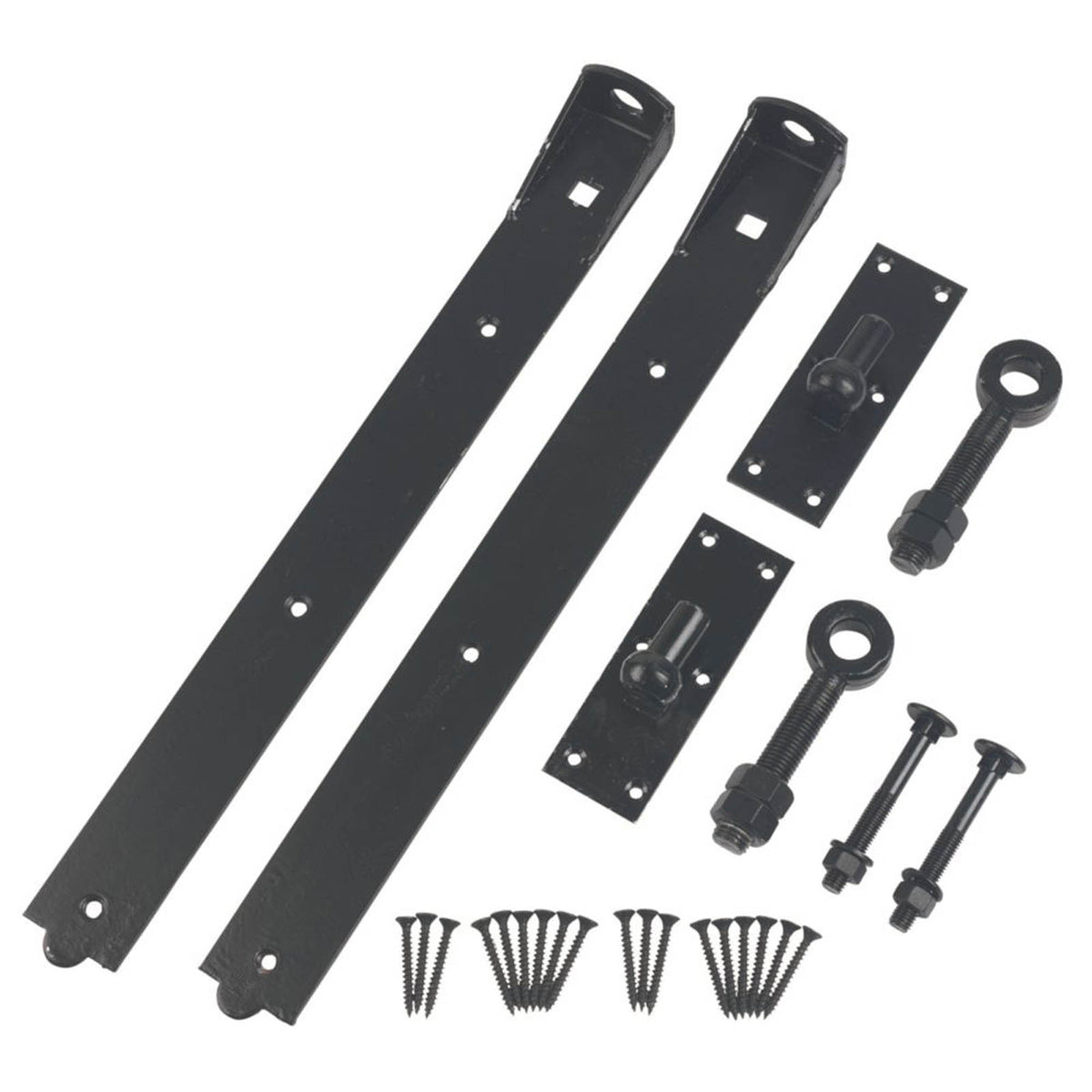 GateMate Gate Hinge Band And Hooks on Plate Black Straight Adjustable Pack Of 2 - Image 2