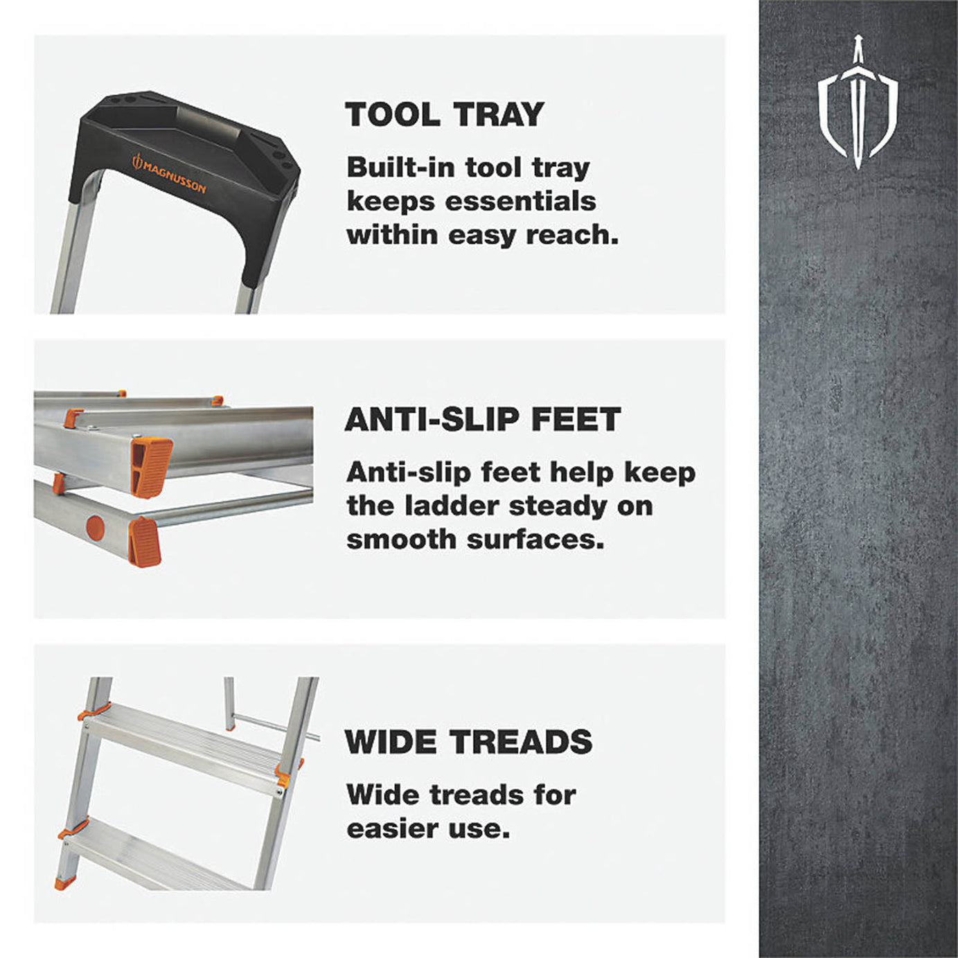 Magnusson Aluminium 1.46m 4 Step Swingback A Frame Step Ladder - Image 3