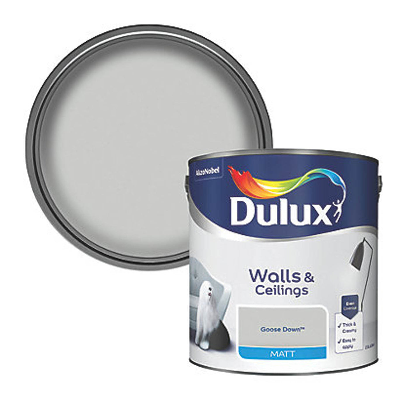 Dulux  Matt Goose Down Emulsion Paint 2.5Ltr - Image 1