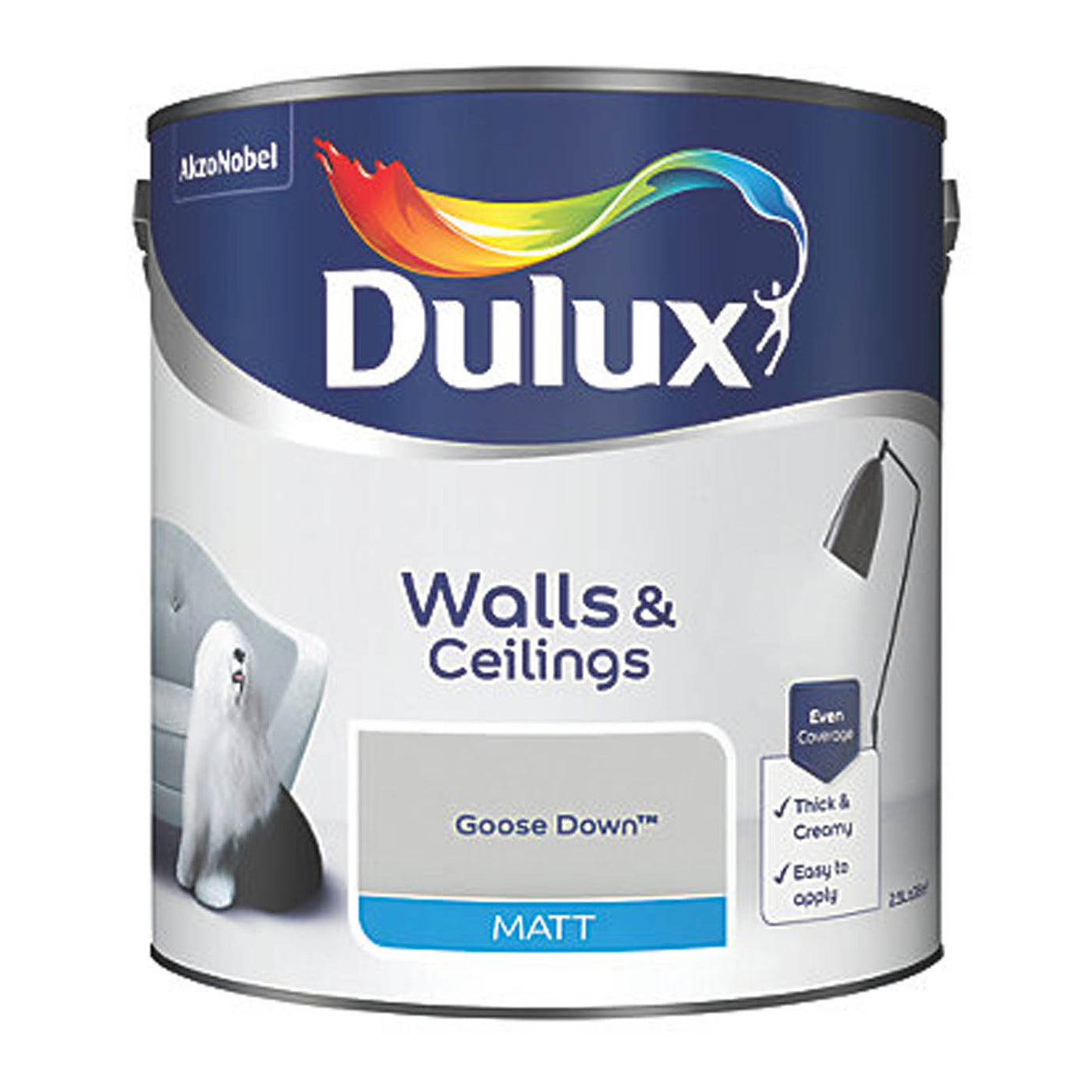 Dulux  Matt Goose Down Emulsion Paint 2.5Ltr - Image 2