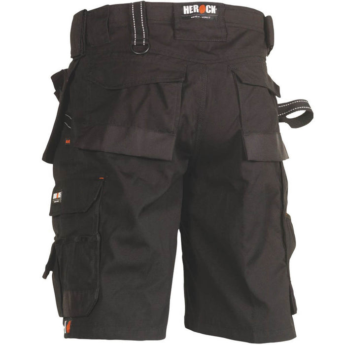 Herock Work Shorts Black Breathable 6 Pockets Adjustable Waistband 40" W - Image 2