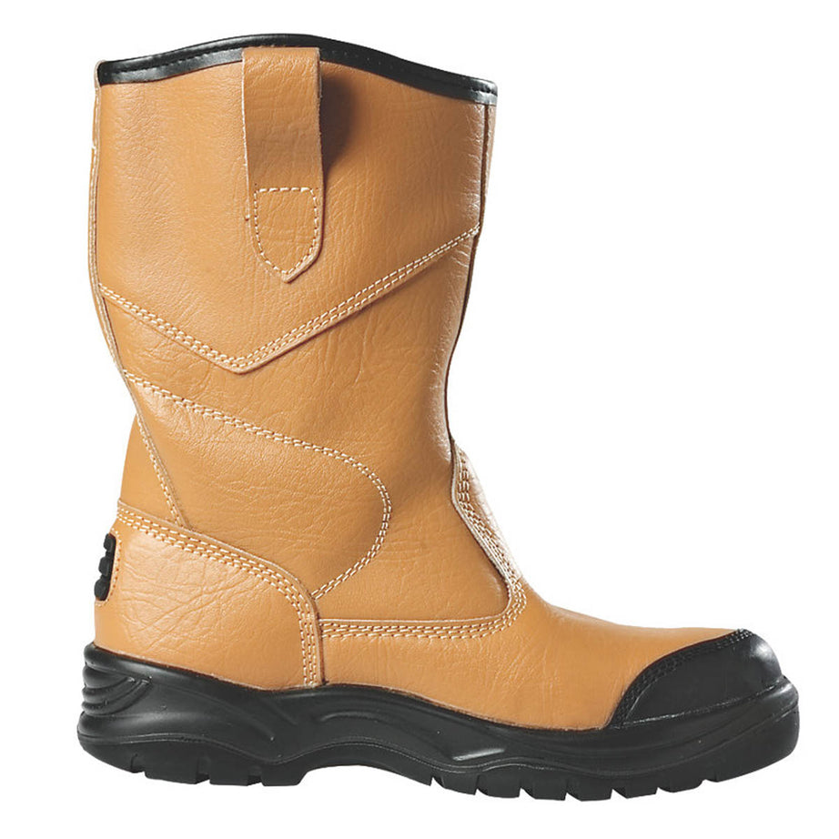 Site Safety Rigger Boots Mens Wide Fit Tan Leather Fur Lined Steel Toe Size 9 - Image 4