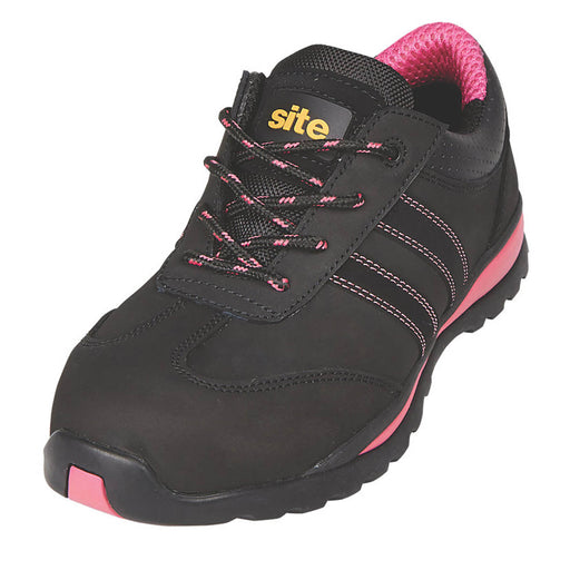Site Safety Trainers Womens Standard Fit Black Leather Steel Toe Cap Size 5 - Image 1