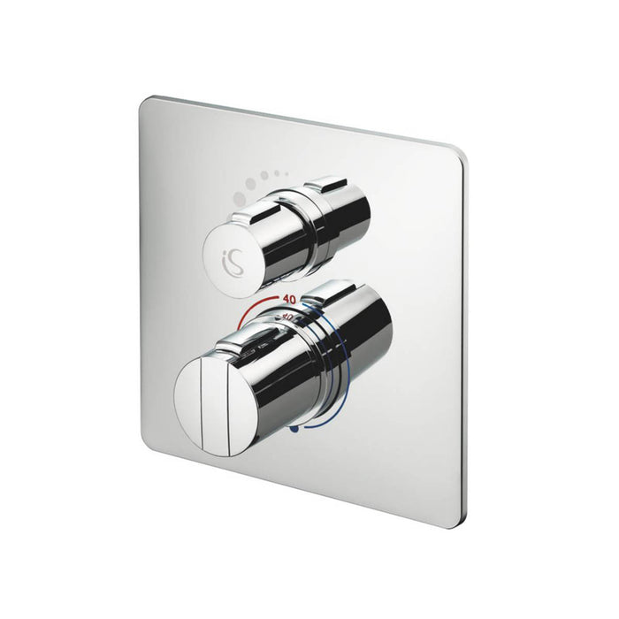 Mixer Shower Valve Thermostatic Concealed Chrome Bathroom Square Faceplate - Image 1