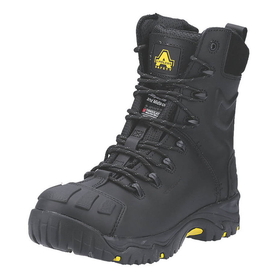 Amblers Safety Boots Black Leather Waterproof Composite Toe Cap Size 10 - Image 1