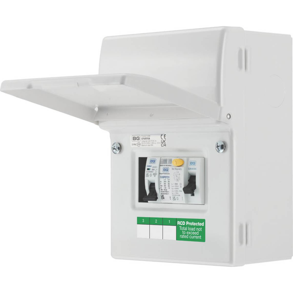 British General EV Charger Consumer Unit with SPD 5-Module 5-Way Part-Populated - Image 1