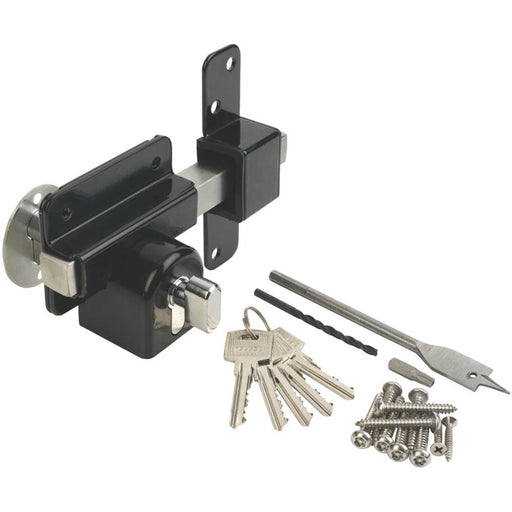 GateMate Gate Lock Black Euro Profile Long Throw Stainless Steel With 5 Keys - Image 1