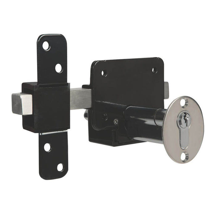 GateMate Gate Lock Black Euro Profile Long Throw Stainless Steel With 5 Keys - Image 2