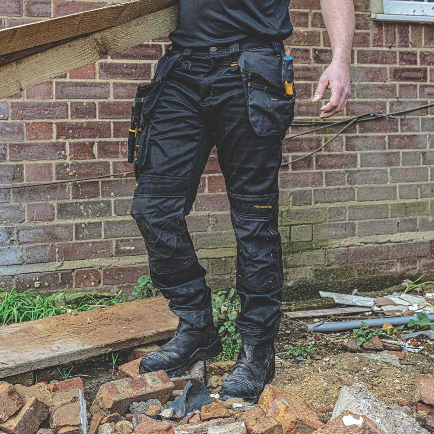 DeWalt Work Trousers Mens Regular Fit Black Grey Multi Pockets Cargo 34W 29L - Image 3