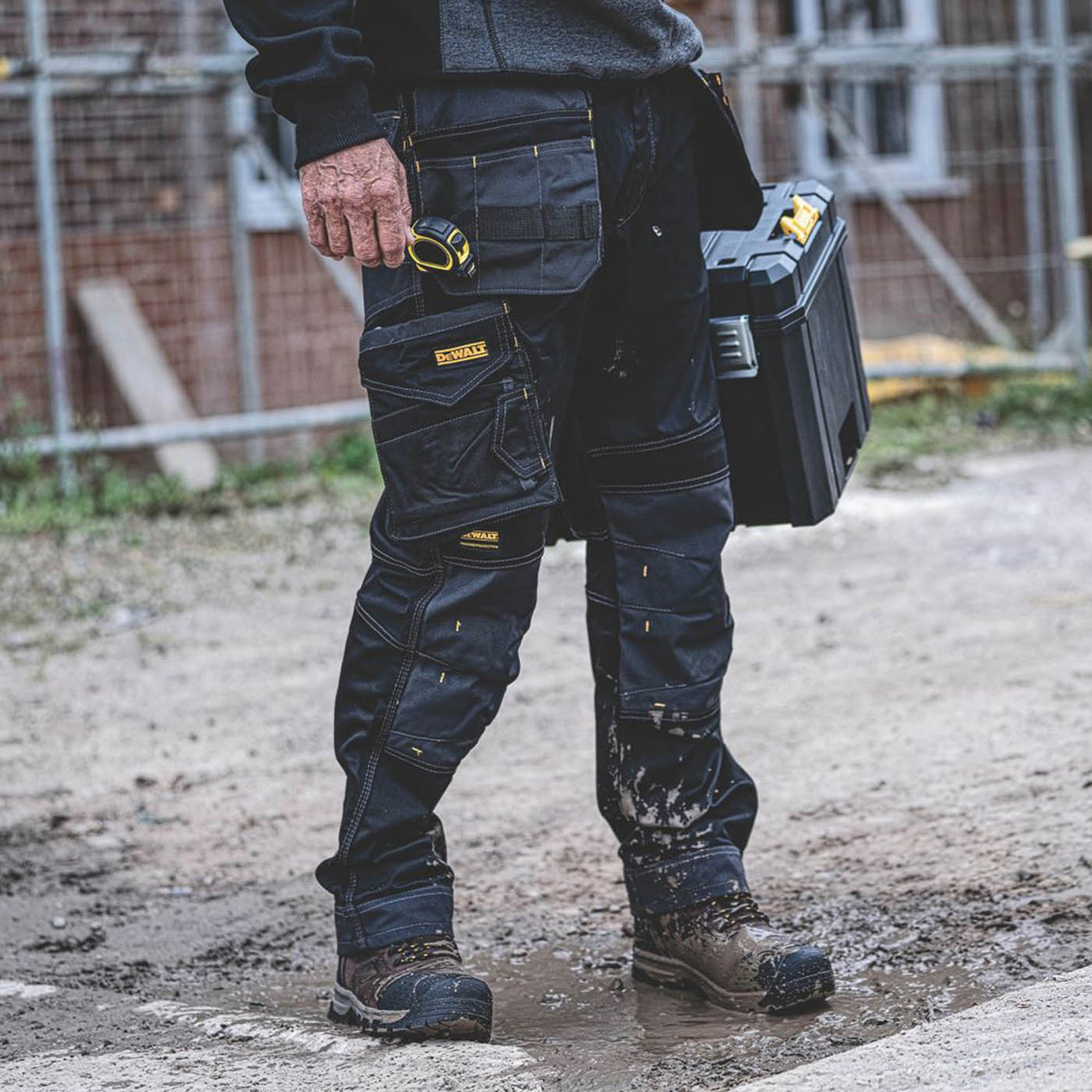 DeWalt Work Trousers Mens Regular Fit Black Grey Multi Pockets Cargo 34W 29L - Image 5