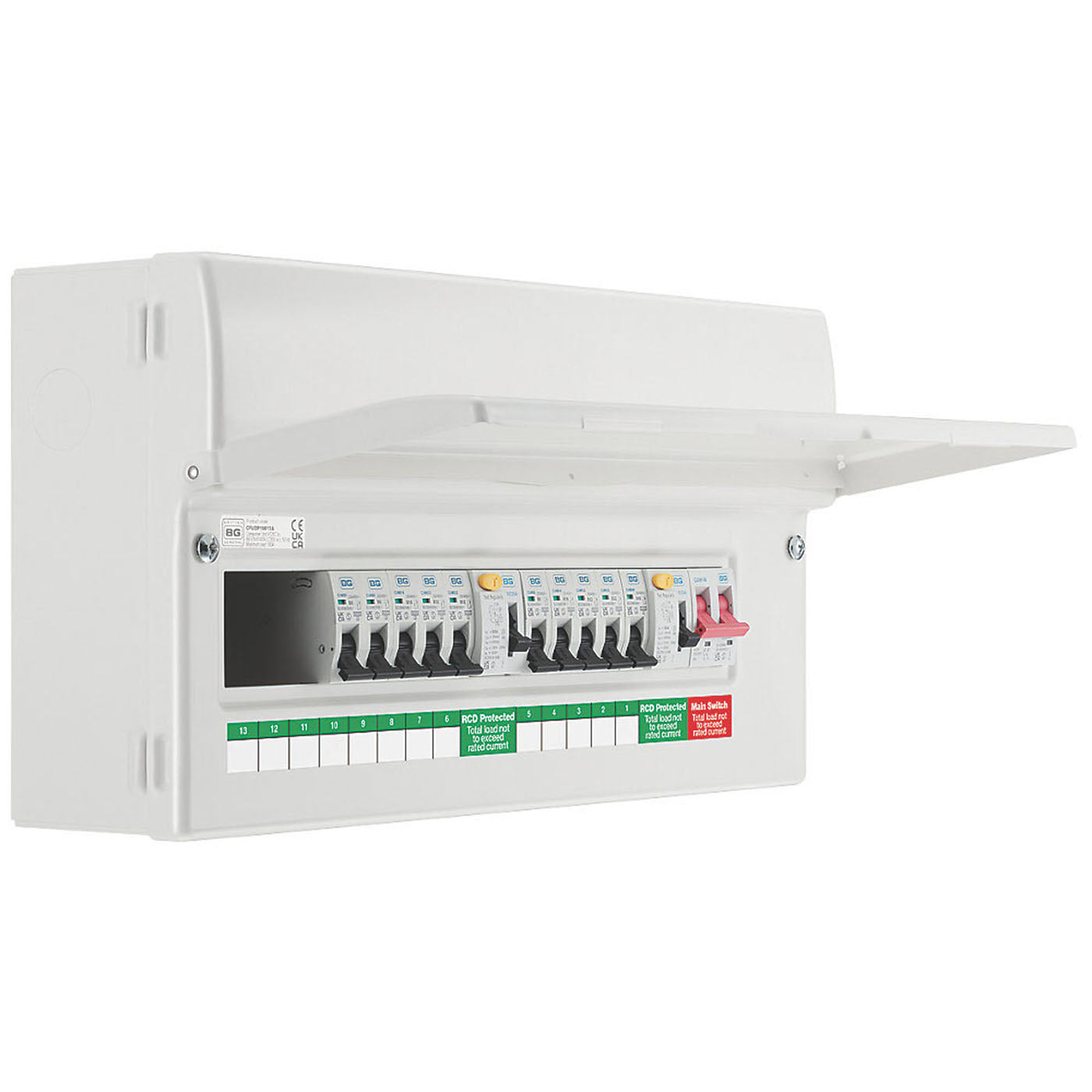 British General Consumer Unit Fuse Box 10 Way Populated Dual RCD 19 Mo ...