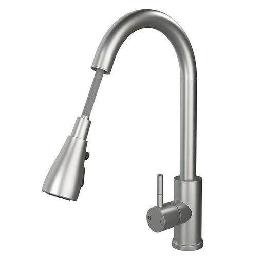 Kitchen Mixer Tap Pull Out Flexible Steel Single Lever Modern Deck Mounted - Image 1