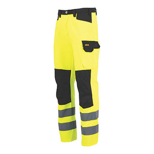 Site Hi-Vis Work Trousers Mens Regular Fit Yellow Black Multi Pocket 40"W 32"L - Image 1