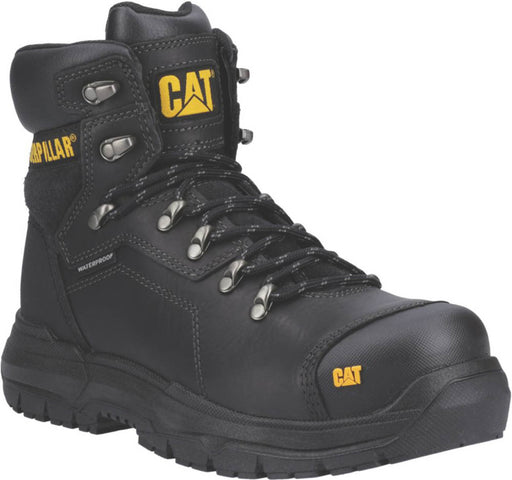 CAT Safety Boots Mens Wide Fit Black Leather Waterproof Shoes Steel Toe Size 11 - Image 1