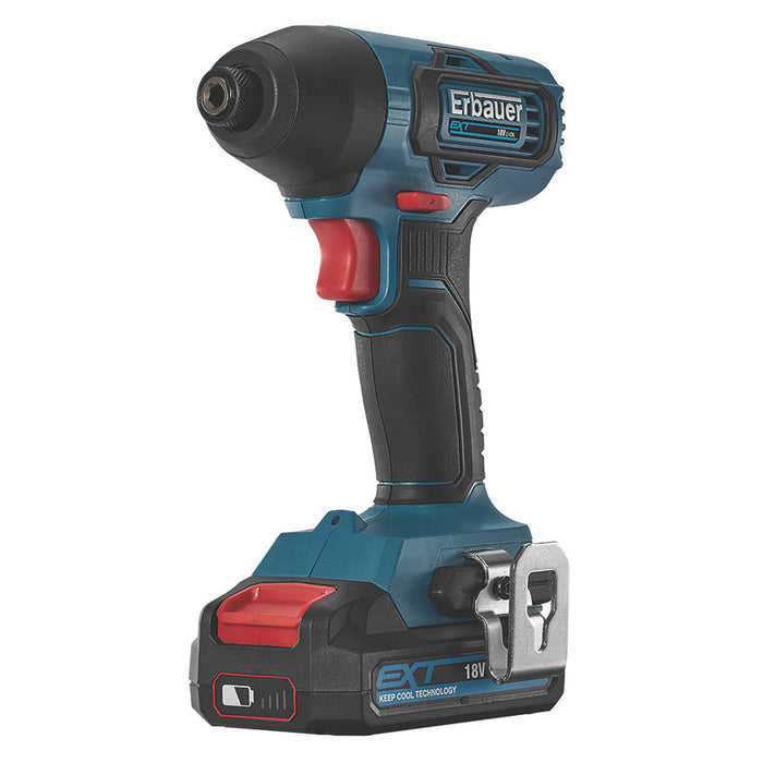 Erbauer Impact Driver Cordless 18V 2.0Ah Li-Ion EBID18LI Variable Speed Compact - Image 1