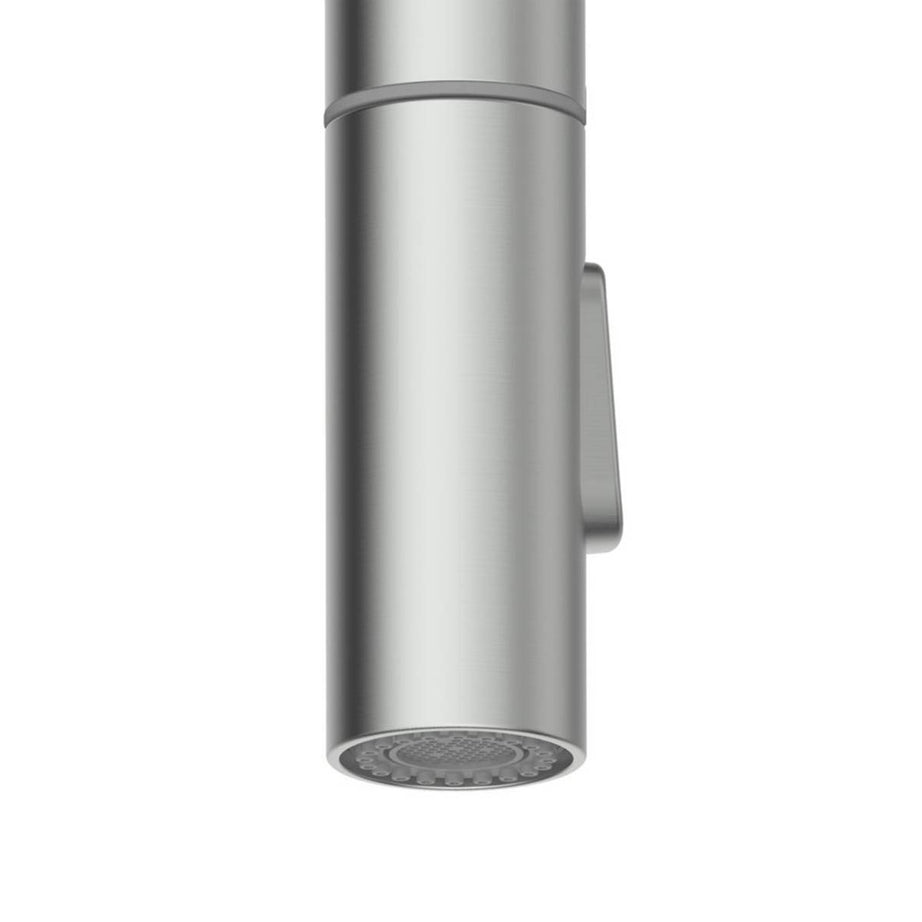 Kitchen Tap Mixer Brushed Nickel PVD Dual Lever Pull Out Spout Modern Faucet - Image 2