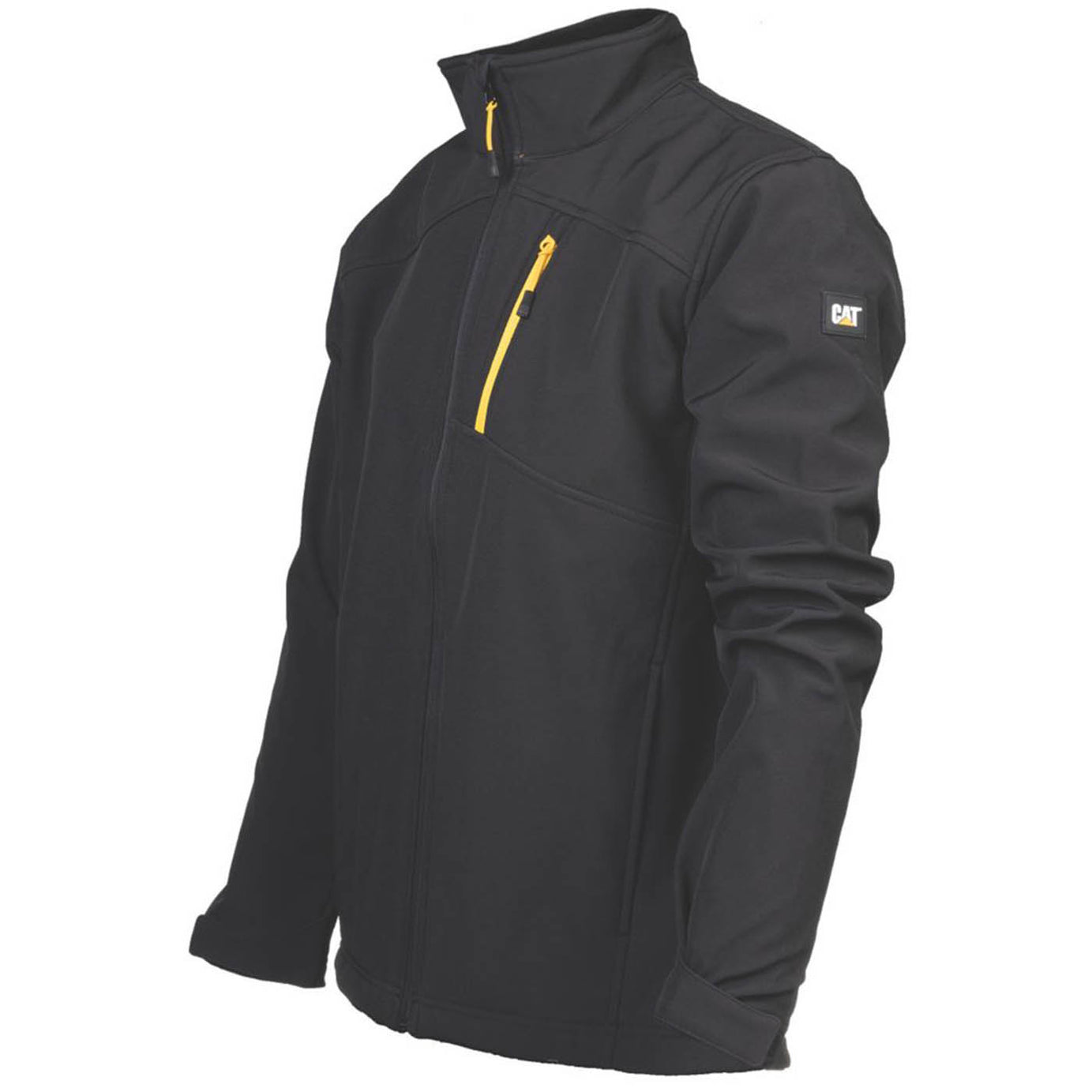 CAT Mens Work Jacket Black Shell Small Soft Mountain Sports Zip 36-38" Chest - Image 1