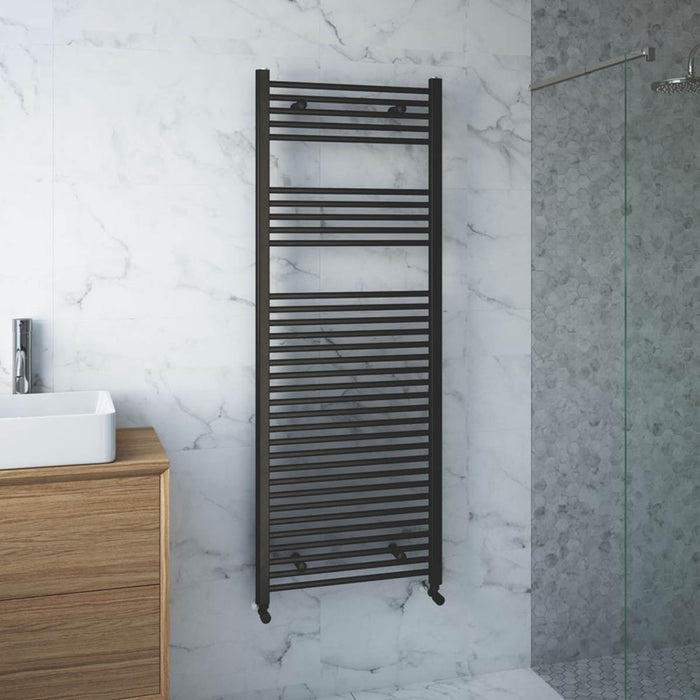 Towel Radiator Rail Black Matt Steel Bathroom Warmer 816W (H)1600 x (W)600mm - Image 4