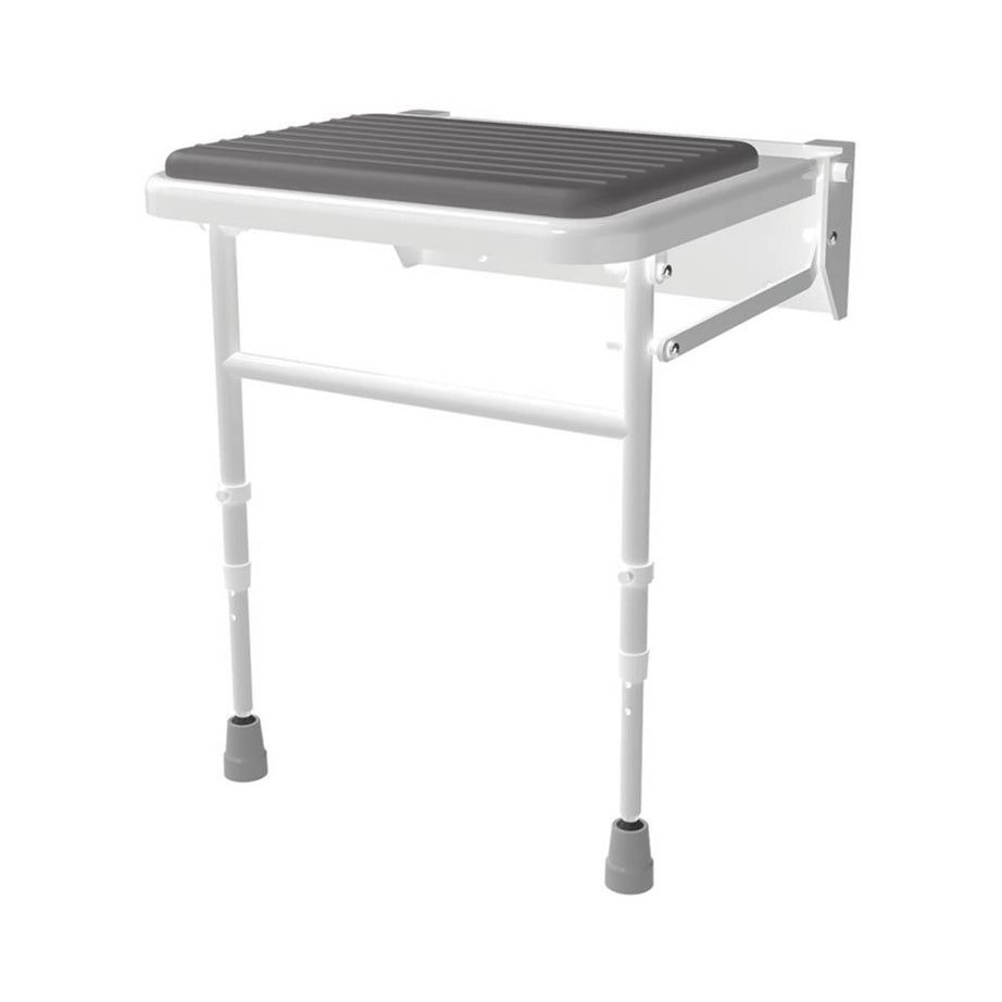Nymas Shower Seat With Legs White Grey Wall Mounted Height Adjustable Durable - Image 2