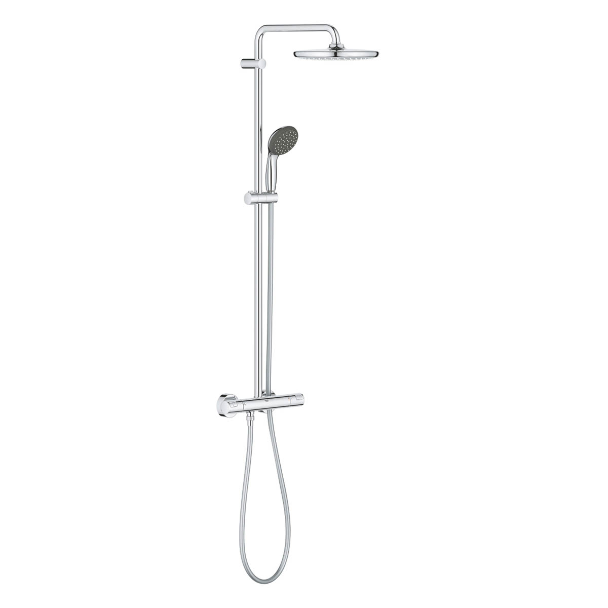 Bathroom Thermostatic Shower Mixer Chrome Twin Round Head 2 Spray Patterns - Image 1