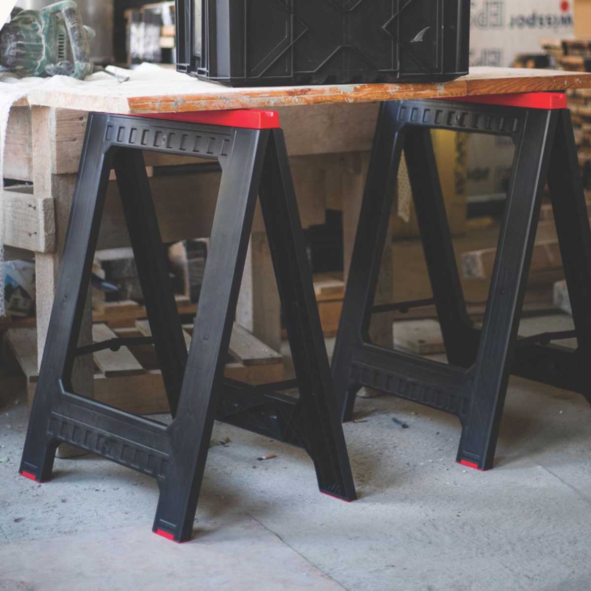 Saw Horse Heavy Duty Polypropylene Folding 350kg Capacity Woodwork Twin Pack - Image 3