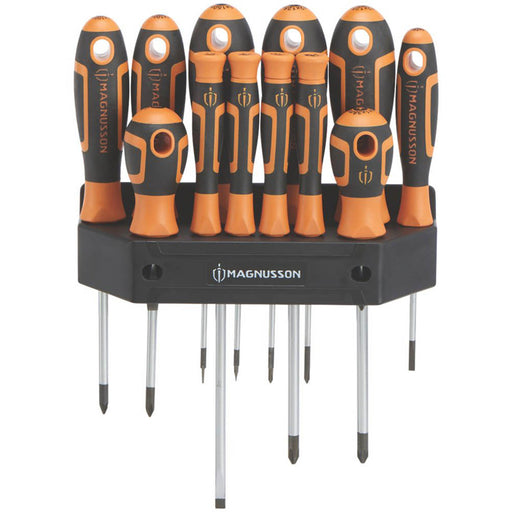 Magnusson Screwdriver Mixed Set 12 Pieces DIY Builders Heavy Duty Tool Soft Grip - Image 1