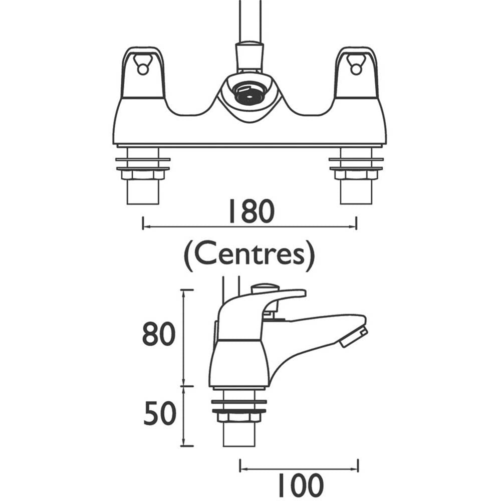 Bristan Bath Filler Tap With Hand Held Set Chrome Double Lever Round Head - Image 3