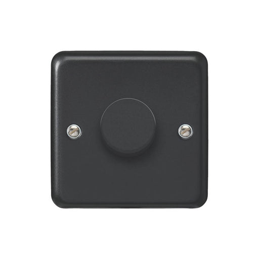 Dimmer Light Switch Matt Black 1 Gang 2 Way Contemporary Rotary Dimmable 300W - Image 1